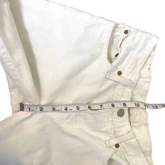 LEVI'S 501 Original Fit White Distressed Straight Leg Jeans - Picture 14 of 15